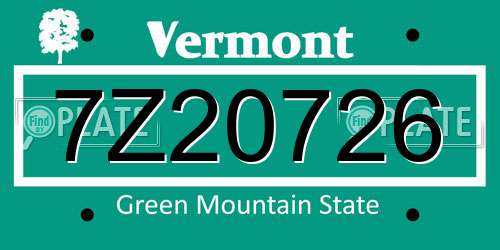7Z20726 Vermont License Plate