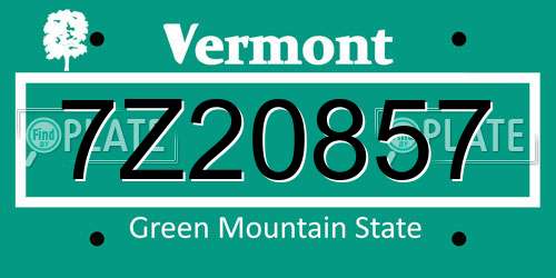 7Z20857 Vermont License Plate