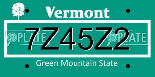 7Z45Z2 Vermont License Plate