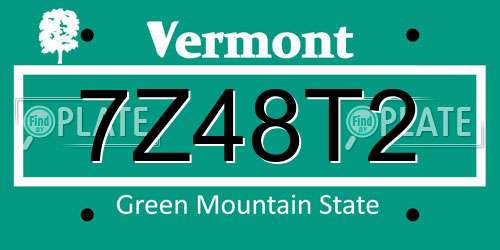 7Z48T2 Vermont License Plate