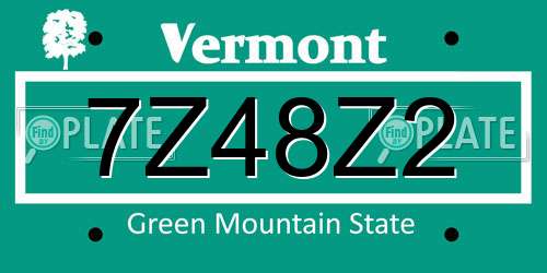 7Z48Z2 Vermont License Plate
