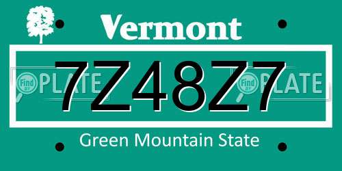 7Z48Z7 Vermont License Plate