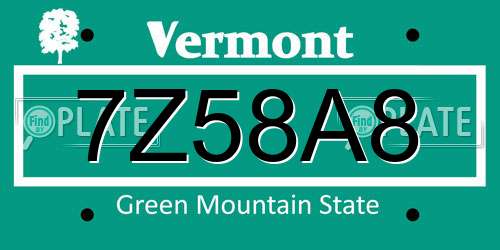 7Z58A8 Vermont License Plate