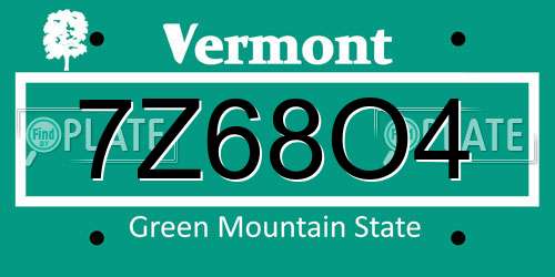 7Z68O4 Vermont License Plate