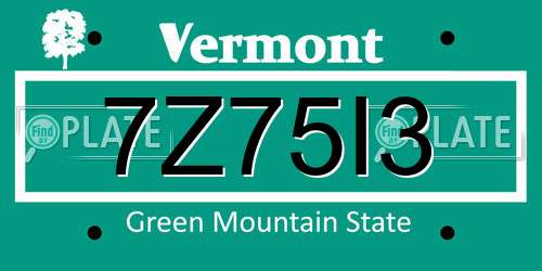 7Z75I3 Vermont License Plate