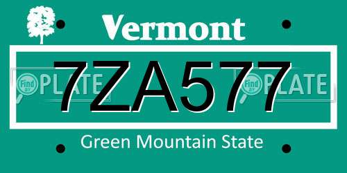 7ZA577 Vermont License Plate