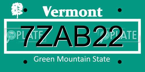 7ZAB22 Vermont License Plate