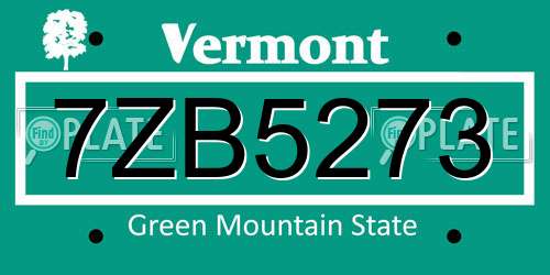 7ZB5273 Vermont License Plate