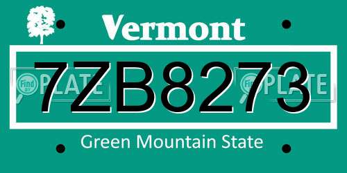 7ZB8273 Vermont License Plate