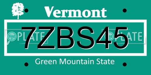 7ZBS45 Vermont License Plate