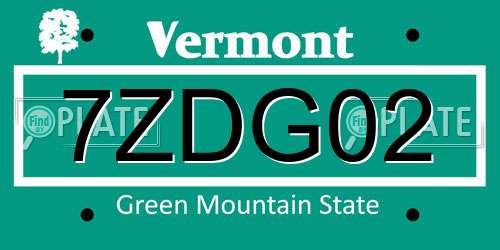 7ZDG02 Vermont License Plate