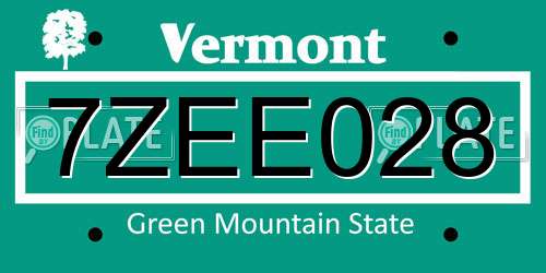 7ZEE028 Vermont License Plate