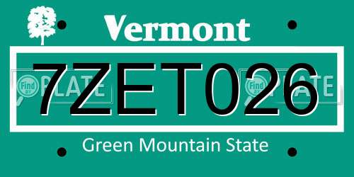 7ZET026 Vermont License Plate