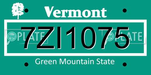7ZI1075 Vermont License Plate