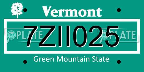 7ZII025 Vermont License Plate