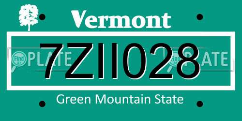 7ZII028 Vermont License Plate