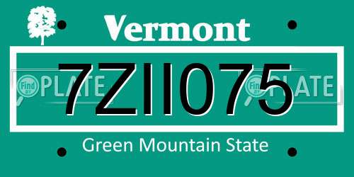 7ZII075 Vermont License Plate