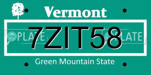 7ZIT58 Vermont License Plate
