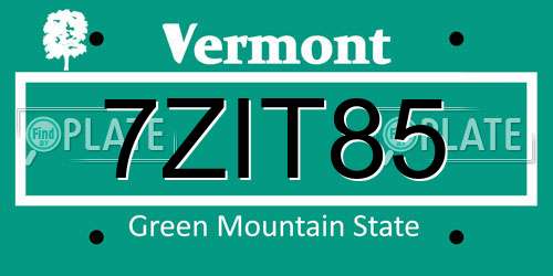 7ZIT85 Vermont License Plate