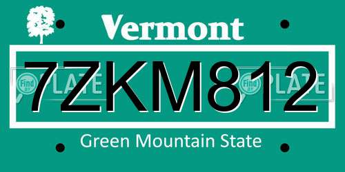 7ZKM812 Vermont License Plate