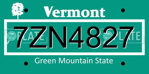 7ZN4827 Vermont License Plate
