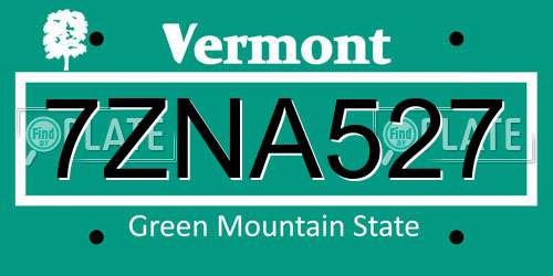 7ZNA527 Vermont License Plate