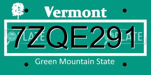 7ZQE291 Vermont License Plate