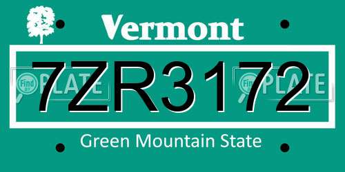 7ZR3172 Vermont License Plate