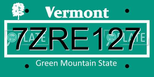 7ZRE127 Vermont License Plate