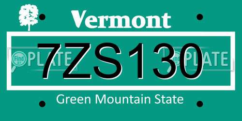 7ZS130 Vermont License Plate