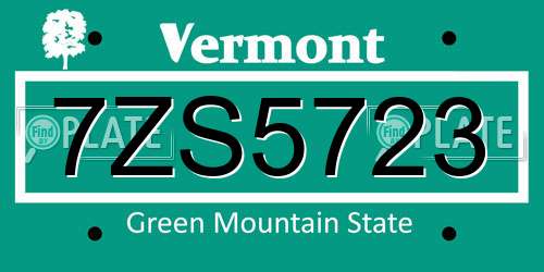 7ZS5723 Vermont License Plate