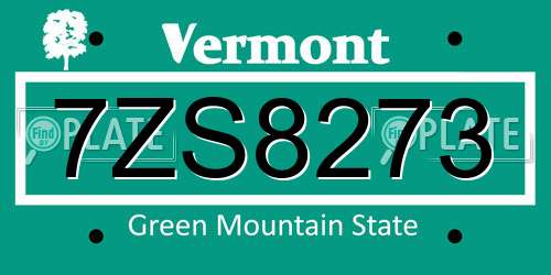 7ZS8273 Vermont License Plate