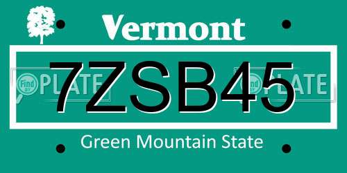 7ZSB45 Vermont License Plate
