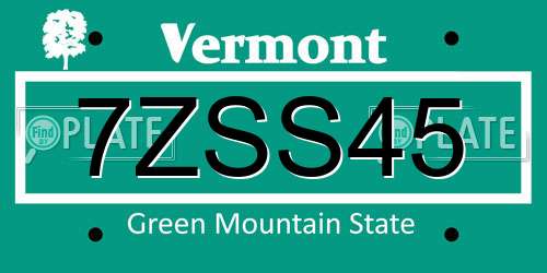 7ZSS45 Vermont License Plate