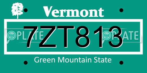 7ZT813 Vermont License Plate