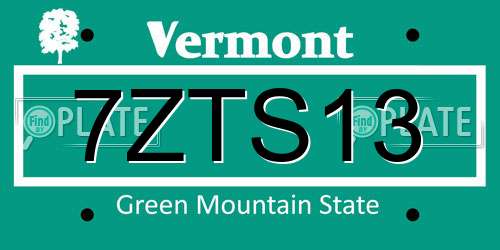 7ZTS13 Vermont License Plate