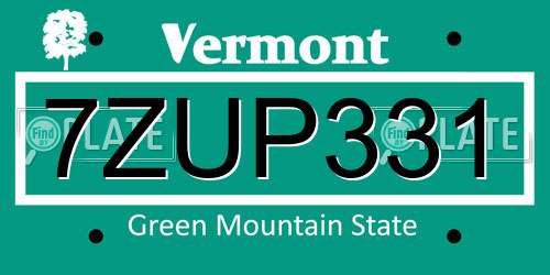 7ZUP331 Vermont License Plate