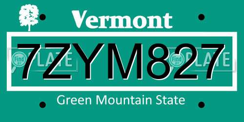 7ZYM827 Vermont License Plate