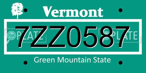 7ZZ0587 Vermont License Plate