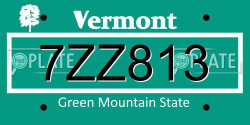 7ZZ813 Vermont License Plate