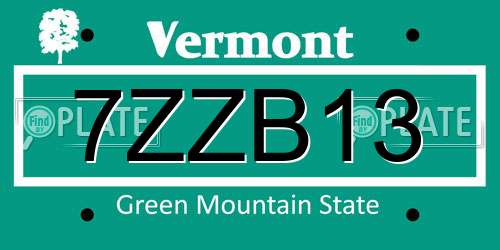 7ZZB13 Vermont License Plate