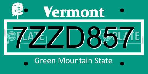7ZZD857 Vermont License Plate
