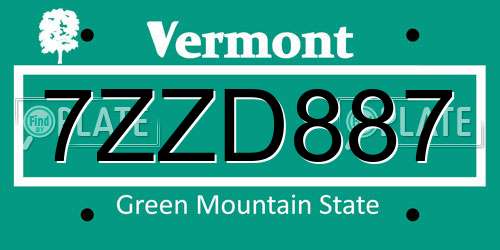 7ZZD887 Vermont License Plate