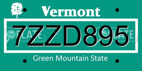 7ZZD895 Vermont License Plate