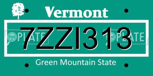 7ZZI313 Vermont License Plate