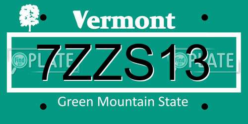 7ZZS13 Vermont License Plate