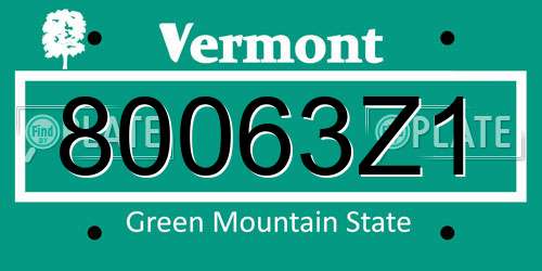 80063Z1 Vermont License Plate