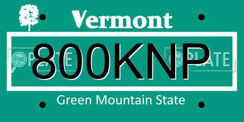 800KNP Vermont License Plate
