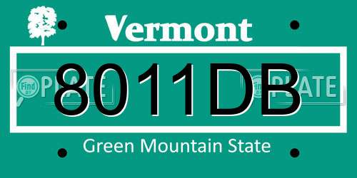 8011DB Vermont License Plate