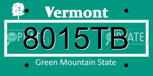 8015TB Vermont License Plate